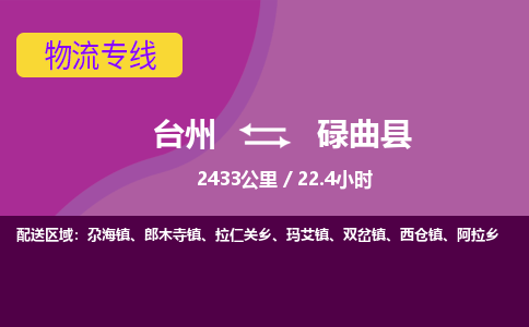 臺(tái)州到碌曲縣物流專線