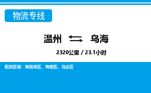 溫州到烏海海勃灣區(qū)物流專線