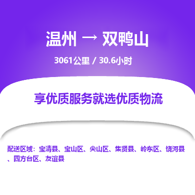 溫州到雙鴨山四方臺區物流專線
